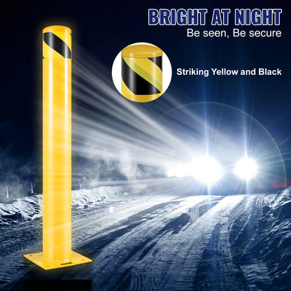 Safety Bollard 36 x 4.5 in - Durable Yellow Steel Barrier for Parking Lots
