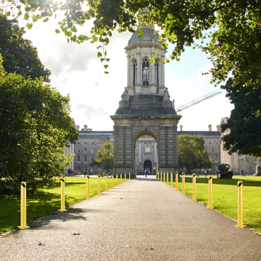 Safety Bollard 36 x 4.5 in - Durable Yellow Steel Barrier for Parking Lots