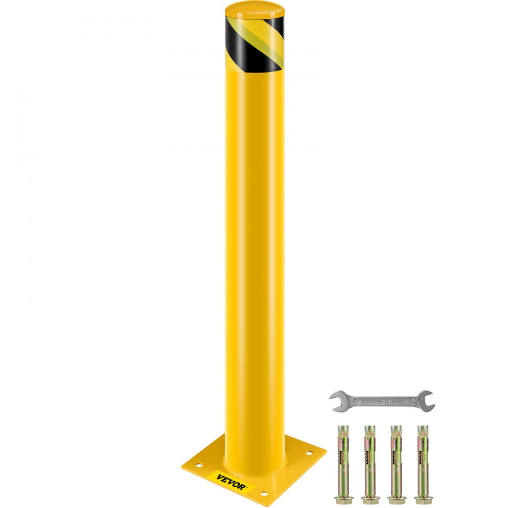 Safety Bollard 36 x 4.5 in - Durable Yellow Steel Barrier for Parking Lots
