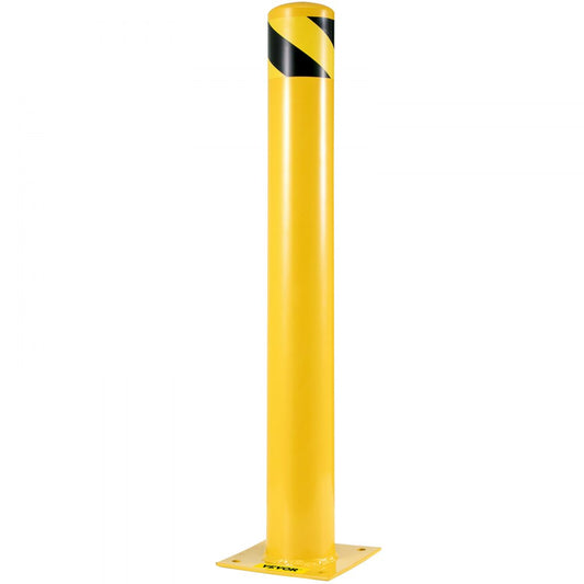 Safety Bollard 36 x 5.5 in - Durable Yellow Steel Traffic Barrier Post