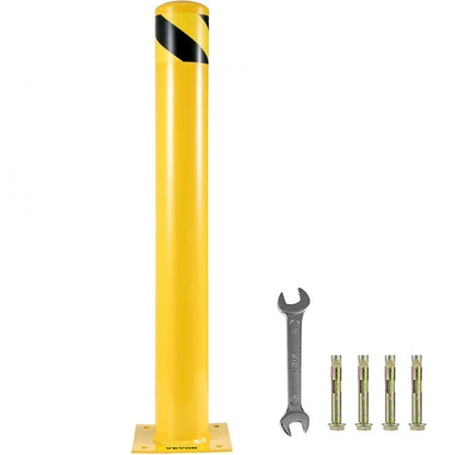 Safety Bollard 36 x 5.5 in - Durable Yellow Steel Traffic Barrier Post