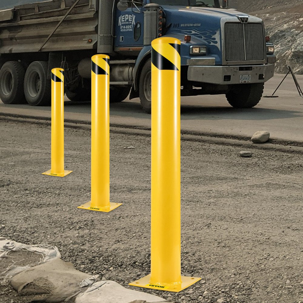 Safety Bollard 42 x 5.5 in - Durable Q235 Steel Barrier Post, 42" Height