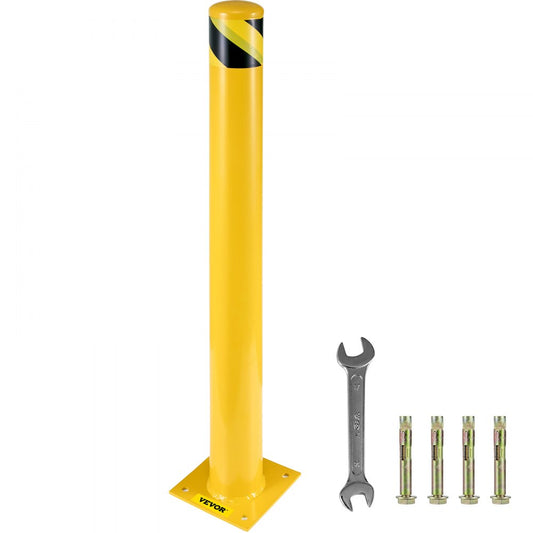 Safety Bollard 48 x 4.5 in - 48" Durable Yellow Traffic Barrier Post