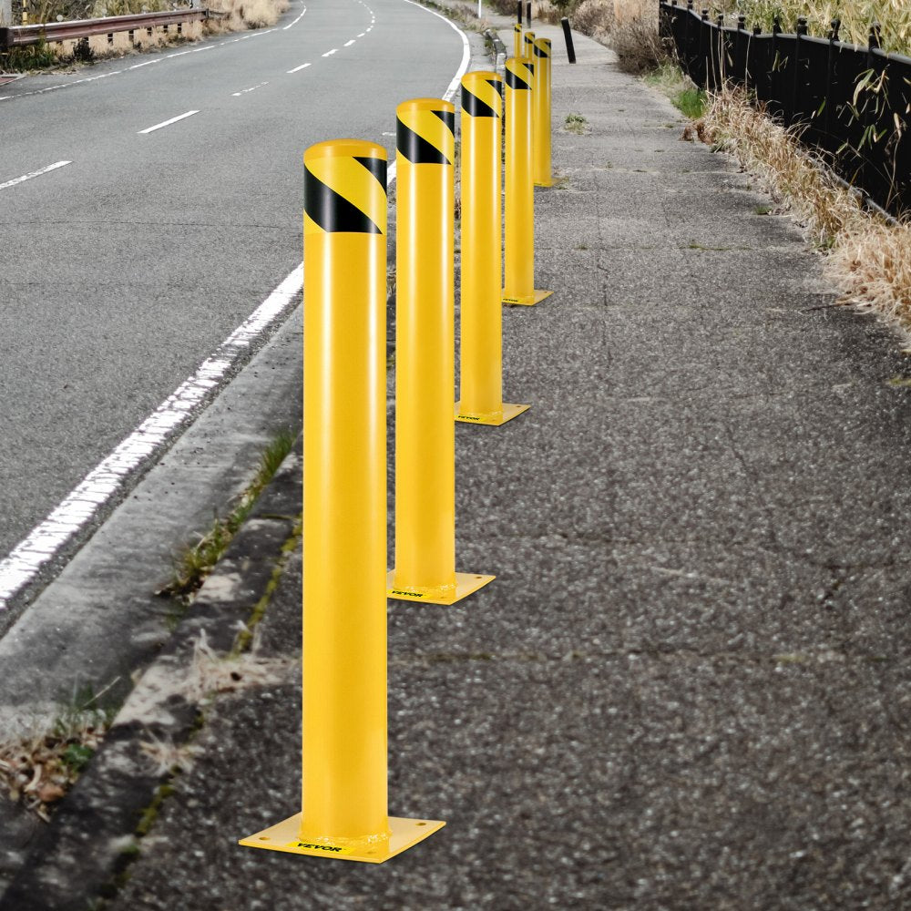 Safety Bollard 48 x 5.5 in - Durable Yellow Steel Barrier Post for Protection
