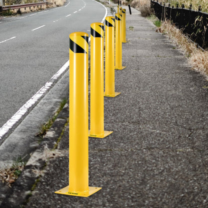 Safety Bollard 48 x 5.5 in - Durable Yellow Steel Barrier Post for Protection