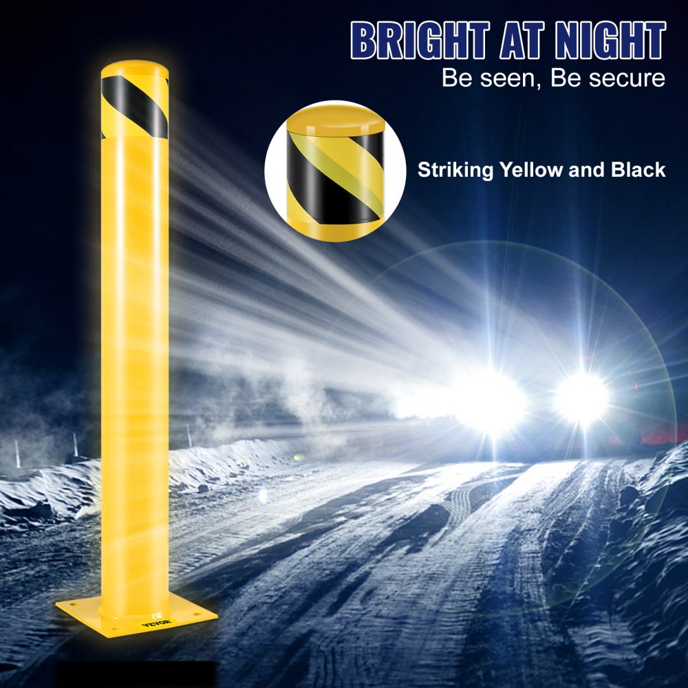 BP-36-4.5 - 36” Safety Bollard Post, Heavy-Duty Yellow Steel for Traffic Protection