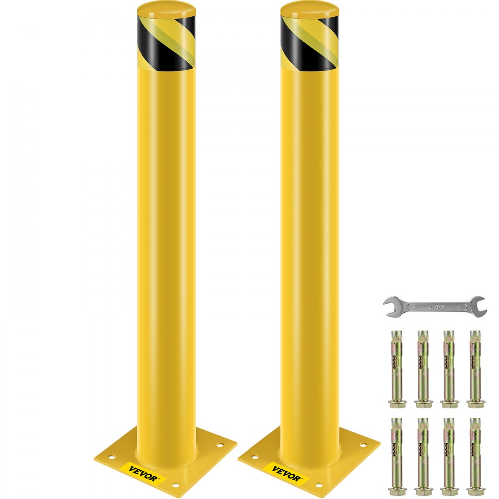 BP-36-4.5 - 36” Safety Bollard Post, Heavy-Duty Yellow Steel for Traffic Protection