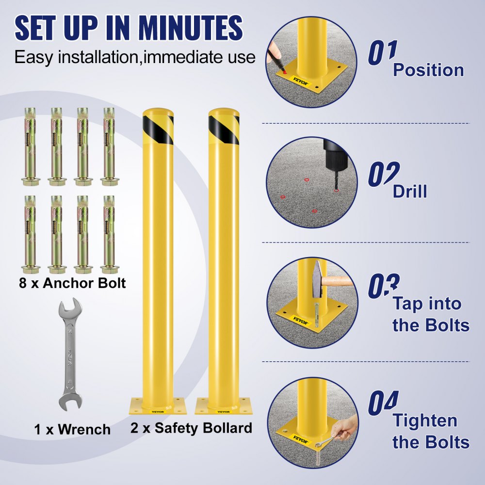 BP-42-4.5 - Heavy-Duty Safety Bollard for Vehicle Protection & Visibility