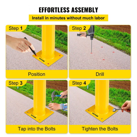 BP-42-5.5 - 42-Inch Durable Q235 Steel Safety Bollard with High Visibility