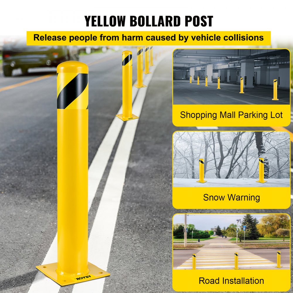 BP-48-5.5 - 48" Durable Yellow Safety Bollard for Enhanced Visibility