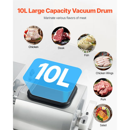 YA-10L - 10L Stainless Steel Vacuum Meat Tumbler for Even Marination