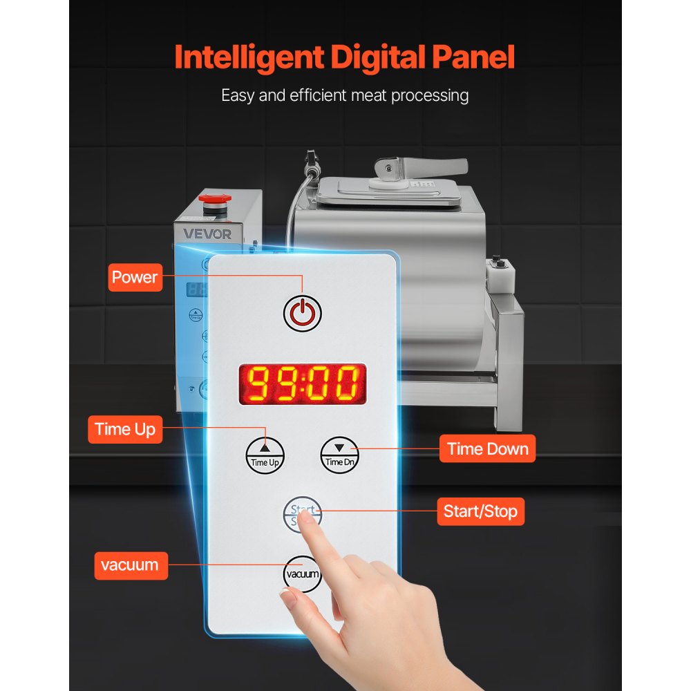 YA-10L - 10L Stainless Steel Vacuum Meat Tumbler for Even Marination