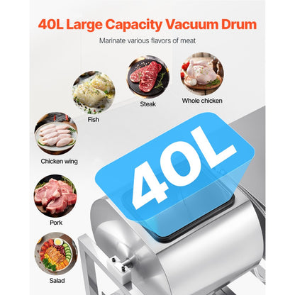 YA-40L - 40L Commercial Meat Tumbler with Vacuum & Adjustable Speed Settings