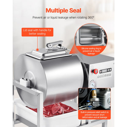YA-40L - 40L Commercial Meat Tumbler with Vacuum & Adjustable Speed Settings