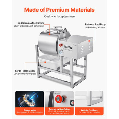 YA-40L - 40L Commercial Meat Tumbler with Vacuum & Adjustable Speed Settings