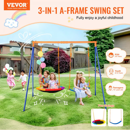 JX-SW02 - Durable Outdoor Swing Set for Kids, Supports 440 lbs