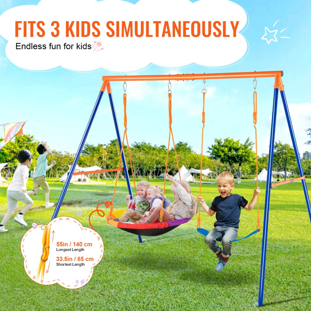JX-SW02 - Durable Outdoor Swing Set for Kids, Supports 440 lbs