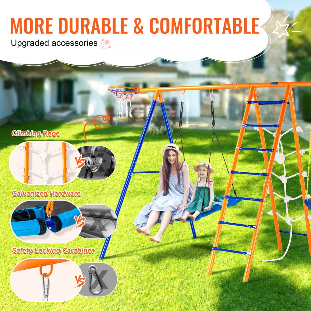 S026 - 6-in-1 Metal Swing Set for Kids, Supports 440lbs