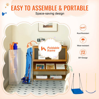 S026 - 6-in-1 Metal Swing Set for Kids, Supports 440lbs