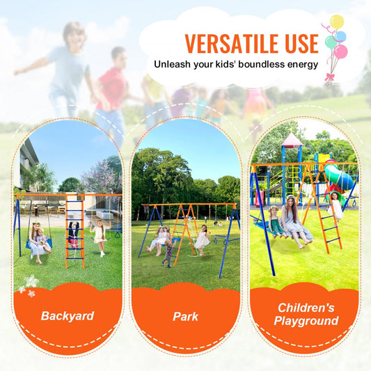 S026 - 6-in-1 Metal Swing Set for Kids, Supports 440lbs