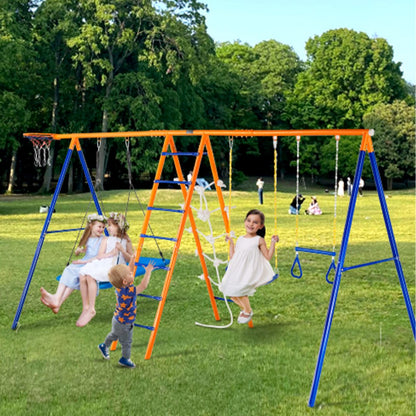 S026 - 6-in-1 Metal Swing Set for Kids, Supports 440lbs