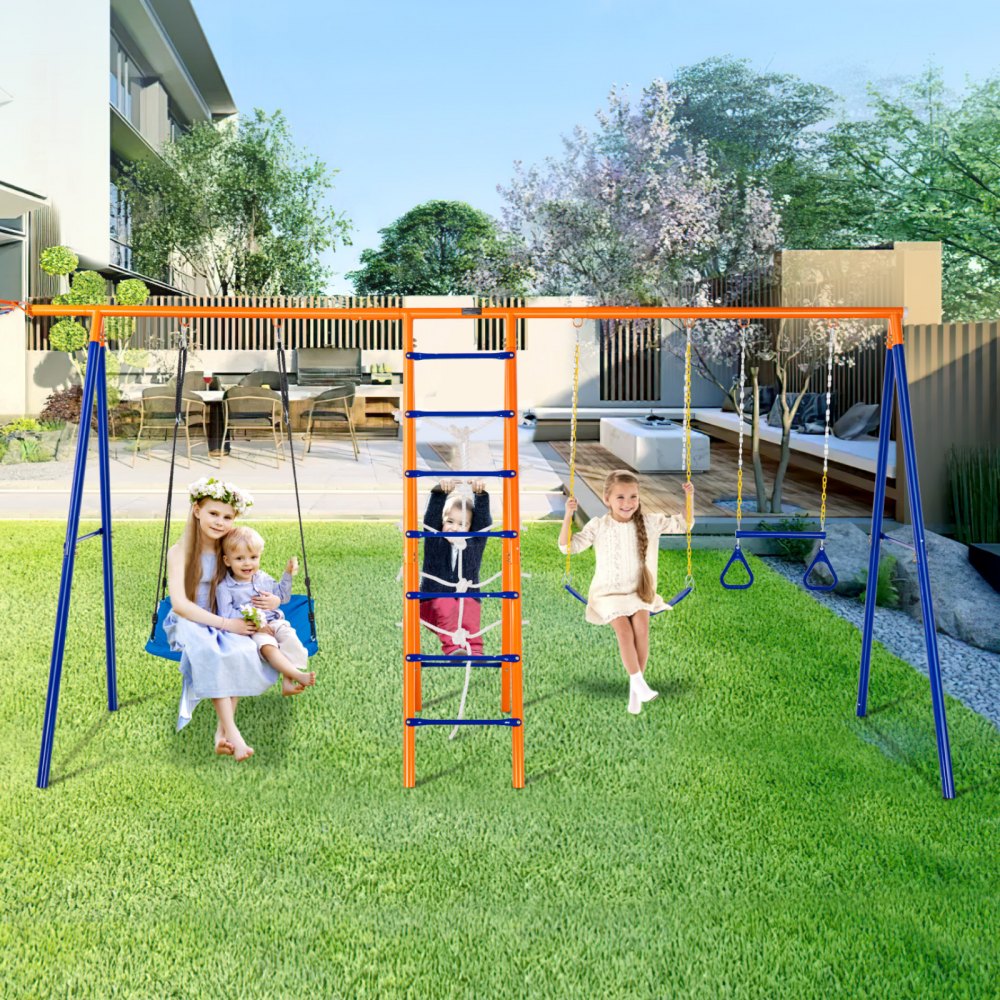 S026 - 6-in-1 Metal Swing Set for Kids, Supports 440lbs