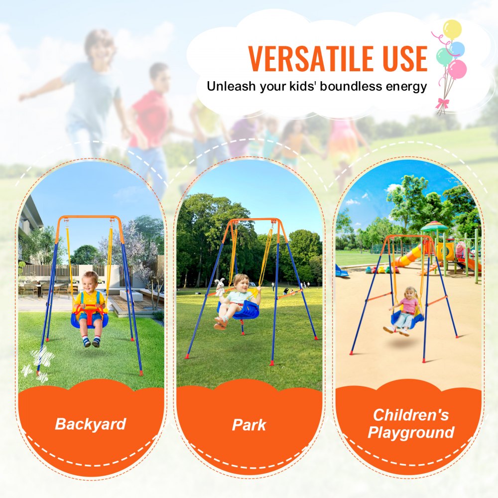 JX-SW04 - Adjustable 3-in-1 Swing Set for Kids 3-10 Years