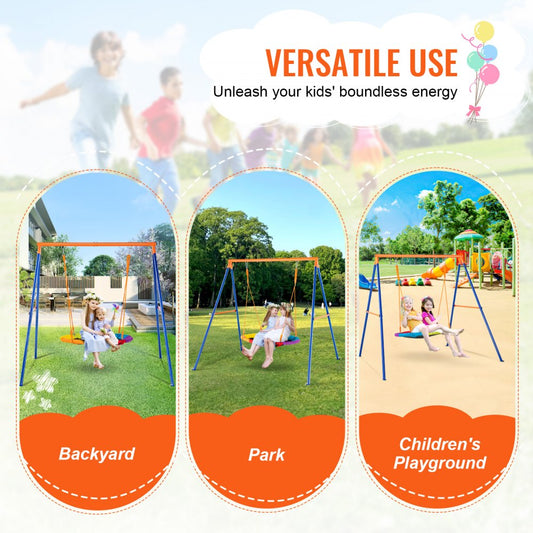 JX-SW01 - 40in Round Saucer Swing Set with Durable A-Frame Structure