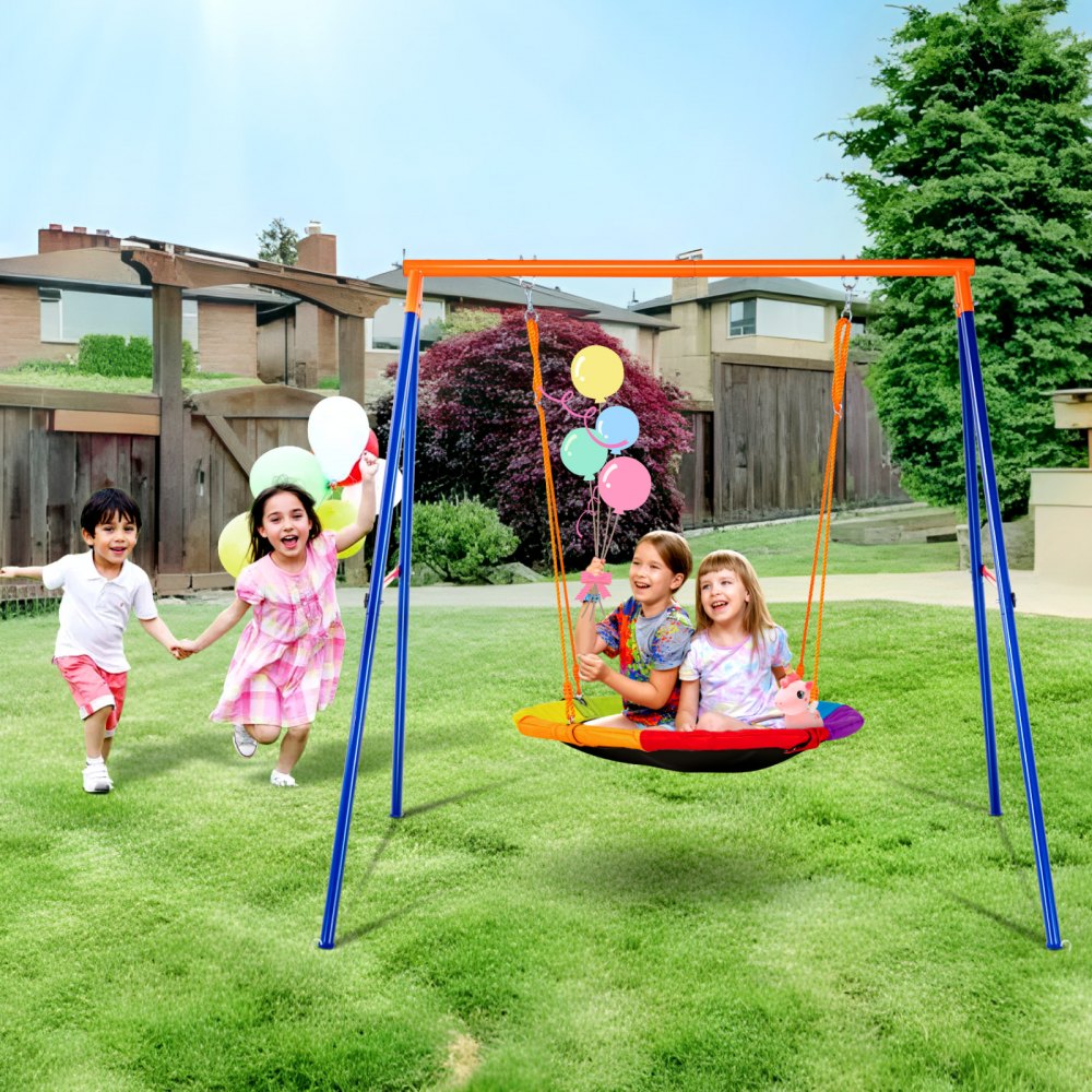 JX-SW01 - 40in Round Saucer Swing Set with Durable A-Frame Structure