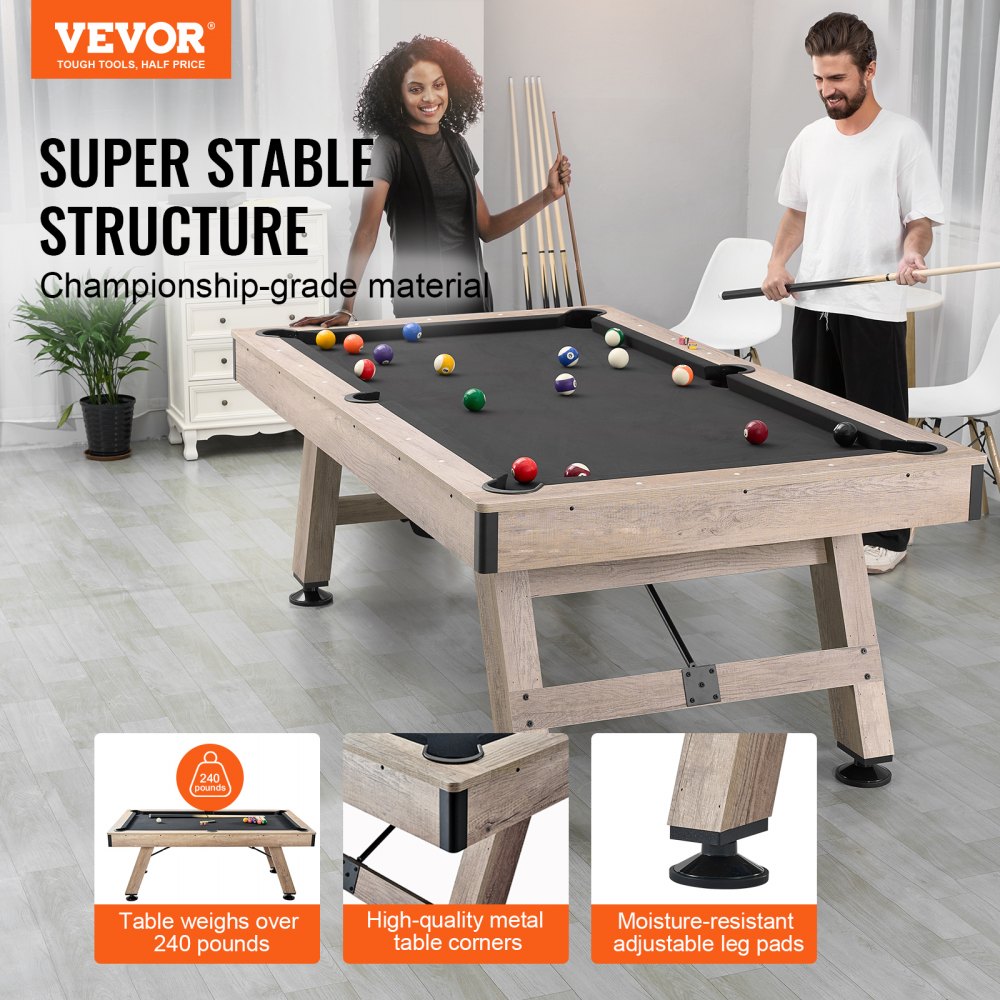 VP22 - 7 ft VEVOR Pool Table with Stylish Wood Finish and Accessories