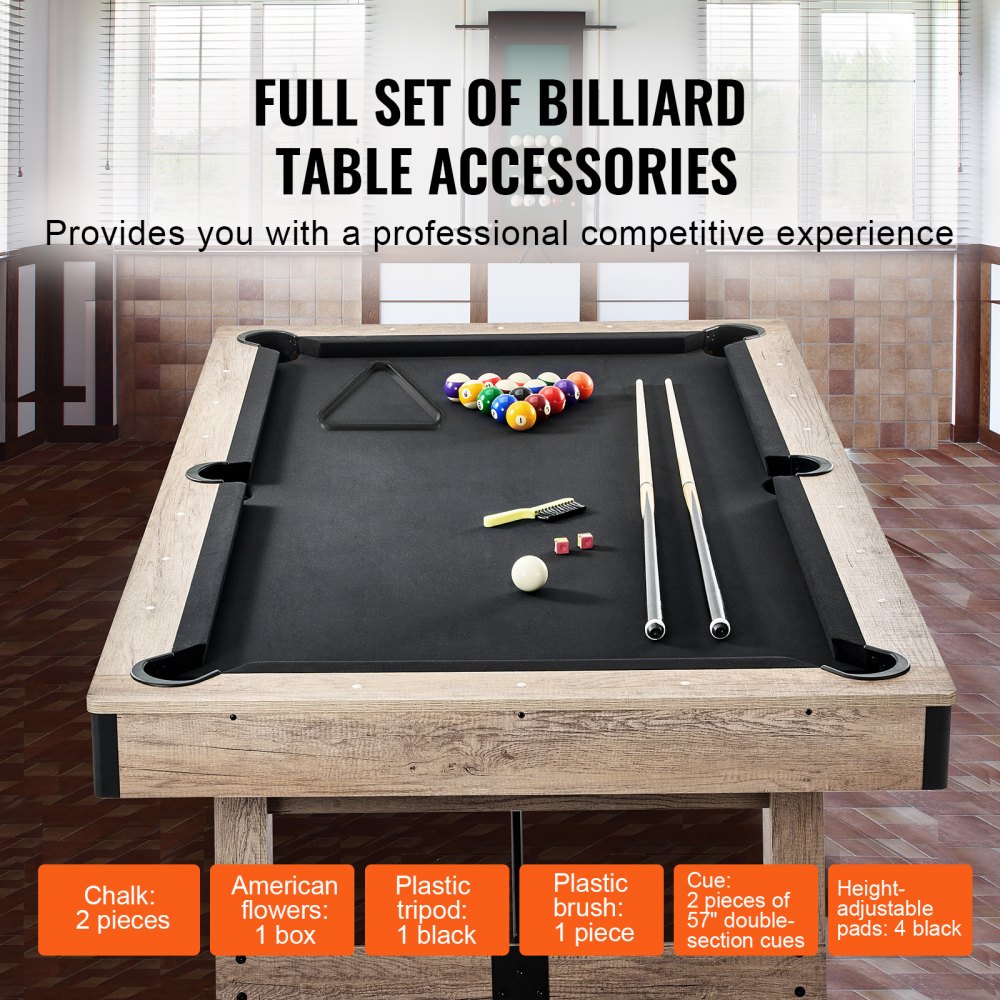 VP22 - 7 ft VEVOR Pool Table with Stylish Wood Finish and Accessories