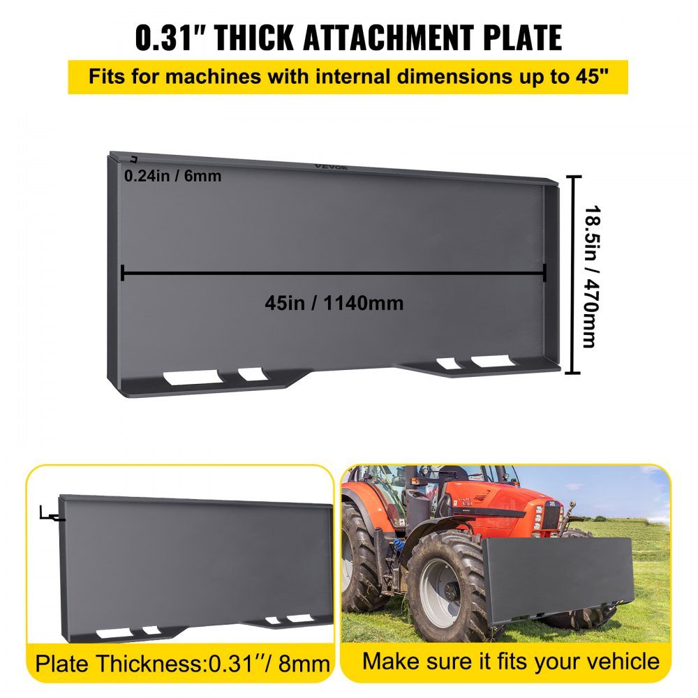 BM-008 - Durable 45" Steel Mount Plate for Loaders and Tractors