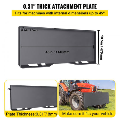 BM-008 - Durable 45" Steel Mount Plate for Loaders and Tractors