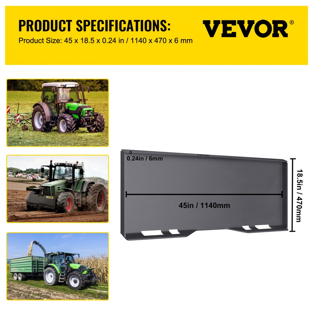 BM-008 - Durable 45" Steel Mount Plate for Loaders and Tractors