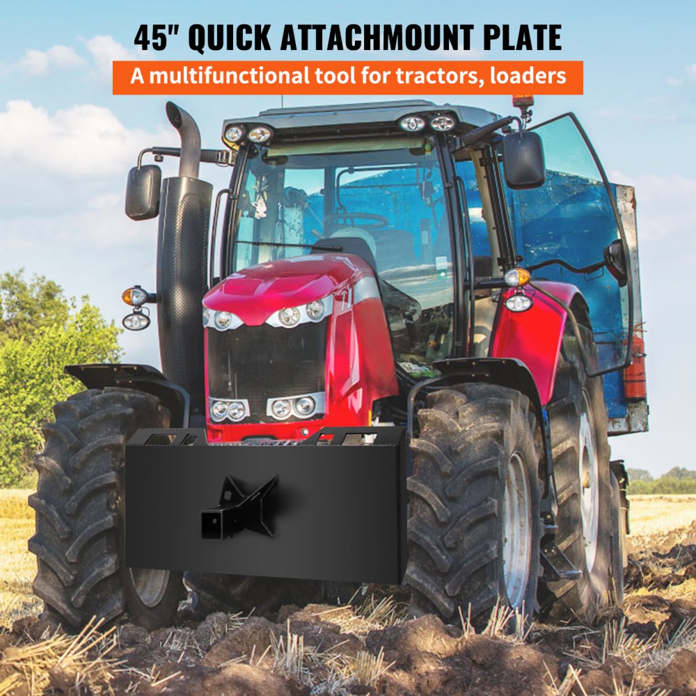 Thick Mount Plate - 45" Heavy-Duty Steel Skid Steer Mount for Easy Attachment