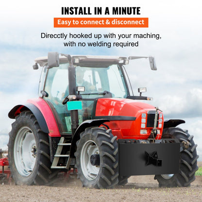 Thick Mount Plate - 45" Heavy-Duty Steel Skid Steer Mount for Easy Attachment