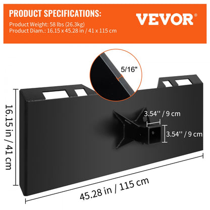 Thick Mount Plate - 45" Heavy-Duty Steel Skid Steer Mount for Easy Attachment
