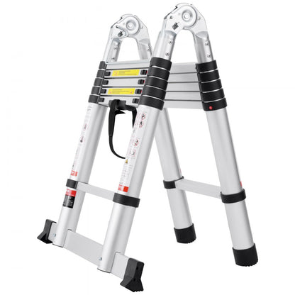 ML-2038P - 12.5FT Aluminum Telescopic Ladder with Stabilizer Bar