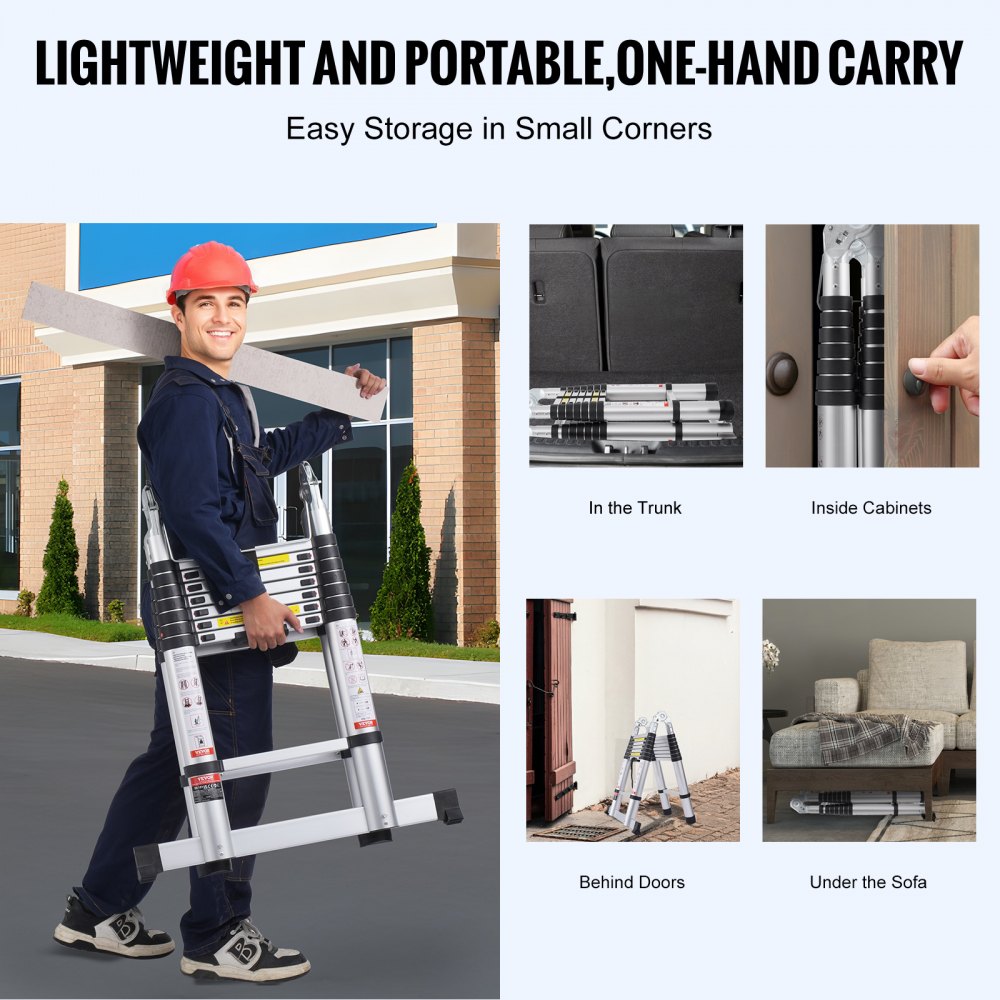 ML-2050P - 16.5FT Aluminum Telescoping Ladder with Stabilizer Bar