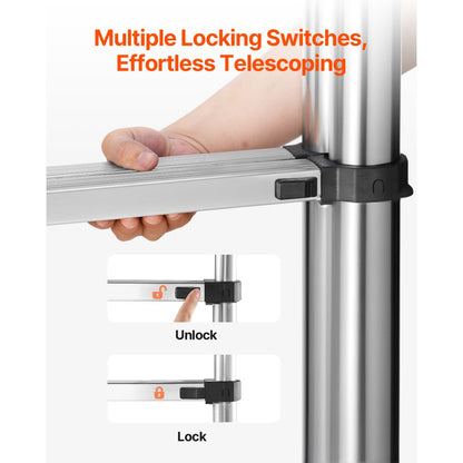 MF-STL500A - 16.5ft Portable Stainless Steel A-Frame Ladder with 330 lbs Capacity