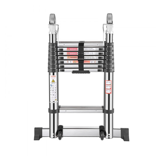 MF-STL500A - 16.5ft Portable Stainless Steel A-Frame Ladder with 330 lbs Capacity