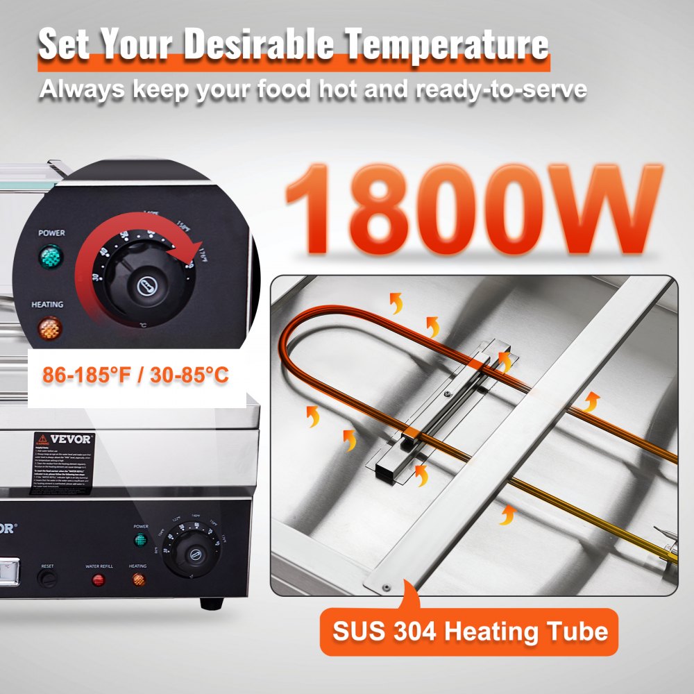 010466609804 - 96QT Electric Food Warmer, Stainless Steel with Temperature Control