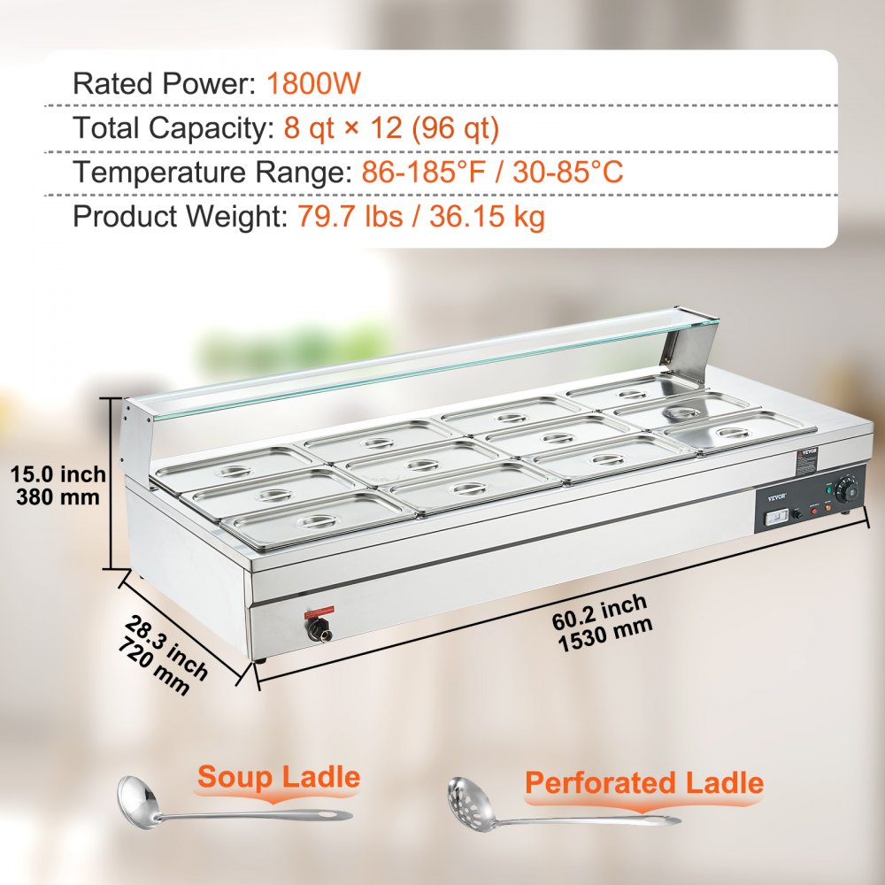 010466609804 - 96QT Electric Food Warmer, Stainless Steel with Temperature Control