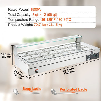 010466609804 - 96QT Electric Food Warmer, Stainless Steel with Temperature Control