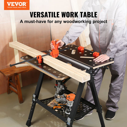 YH-WB050 - Versatile Folding Workbench & Sawhorse, Adjustable Height 23.6"-36.2"