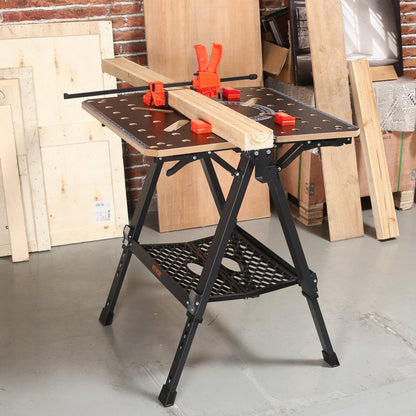 YH-WB050 - Versatile Folding Workbench & Sawhorse, Adjustable Height 23.6"-36.2"