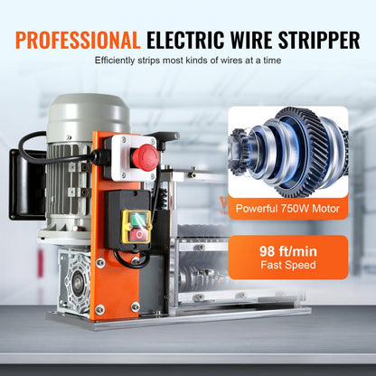 BXJDD750 - Durable 750W Wire Stripping Machine, Strips 0.06''-1.26'' Wires