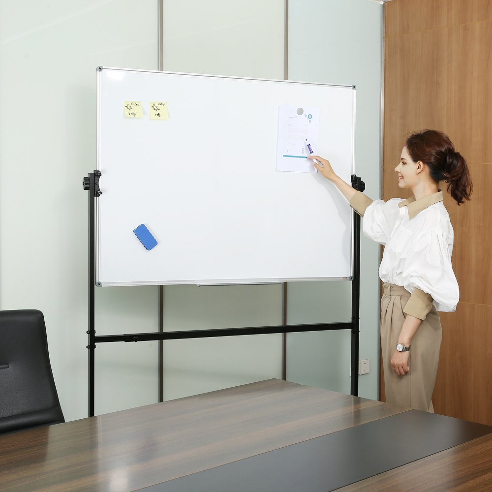 010365465695 - 48x32 Inch Mobile Double-Sided Whiteboard with Accessories