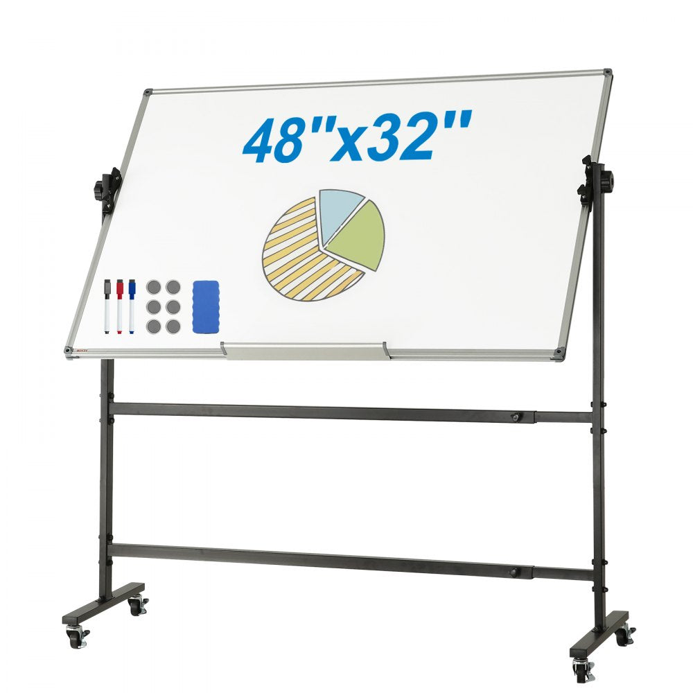 010365465695 - 48x32 Inch Mobile Double-Sided Whiteboard with Accessories