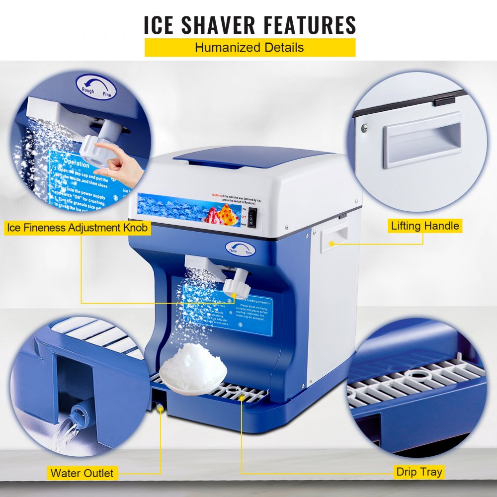 010414171824 - VEVOR Automatic Ice Shaver with Adjustable Thickness & Stainless Steel Blade